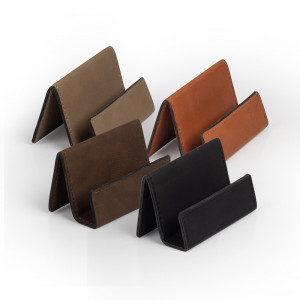 business card holders in four different colors