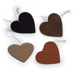 heart shaped ornaments in four different colors
