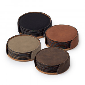 round shaped coaster sets in four different colors