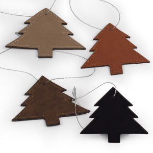 tree shaped ornaments in four different colors